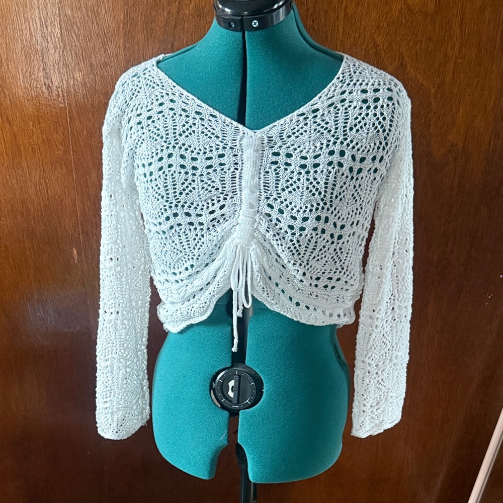 Sheer White Lace crochet Sweater